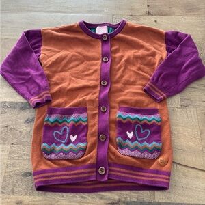 Souris Mini Purple Orange colorblock ducks Kids Cardigan size 4 years